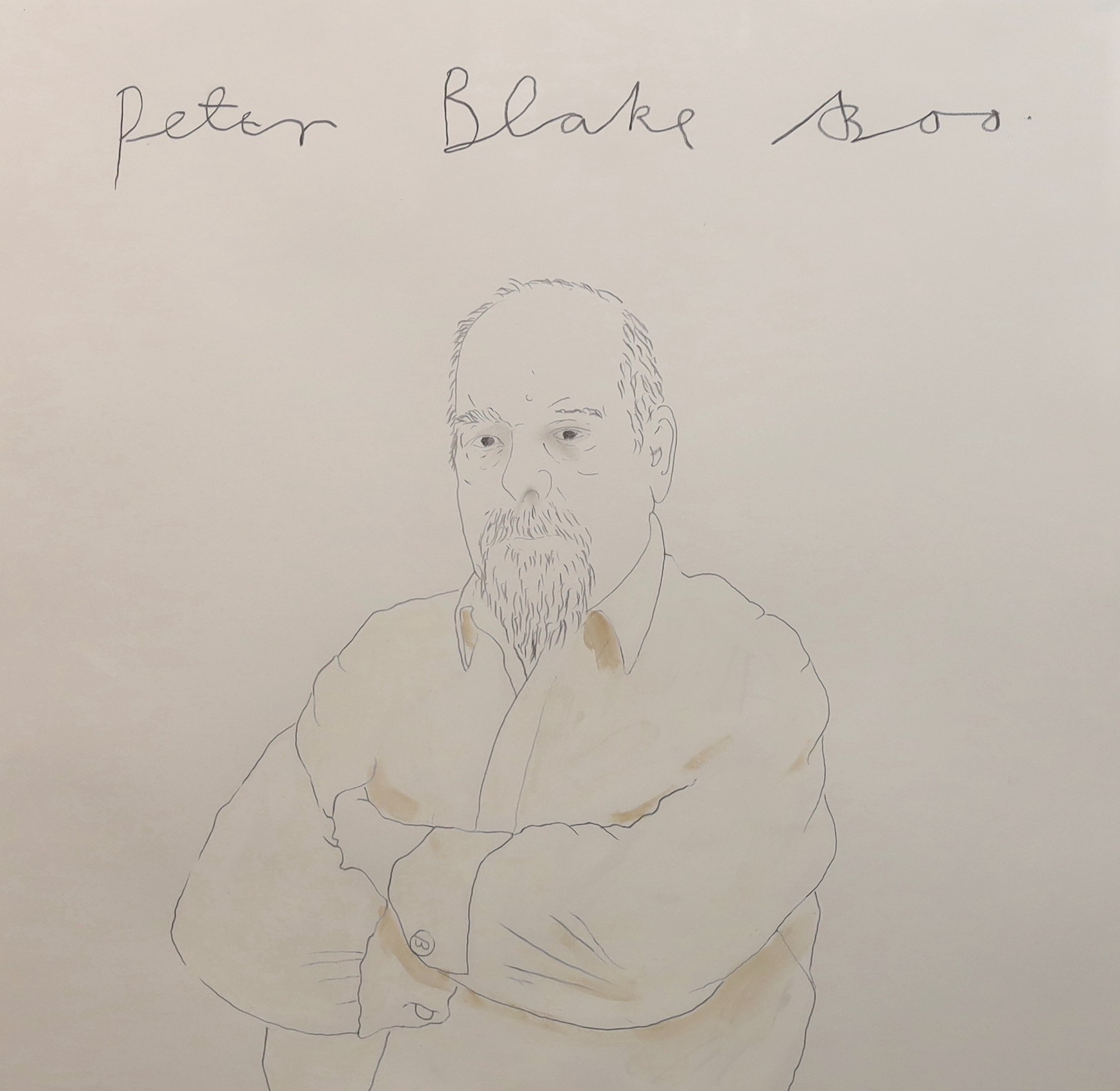 Adam Birtwistle (British, 1959-), Portrait of Peter Blake, pencil and gouache, 75 x 75cm